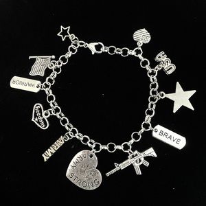 Army Charm Bracelet Boot Camp Graduation Promotion Deployment Soldier Gi…